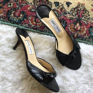 Jimmy chop leather kitten heel mule